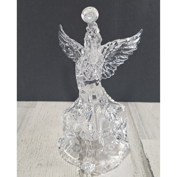 Clear Angel Playing Horn Tree Topper Acrylic Wings Christmas Decor 90s VTG 9.25" - Picture 7 of 10